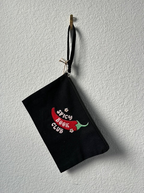 Black Spicy Bookclub Wristlet Pouch