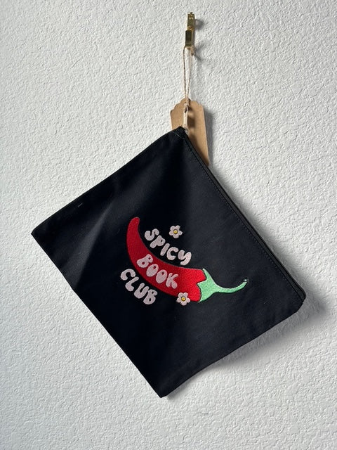 Black Spicy Bookclub Zipper Pouch Large