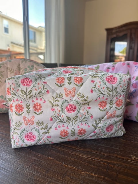 The Wildflower Garden Quilted Makeup Bag